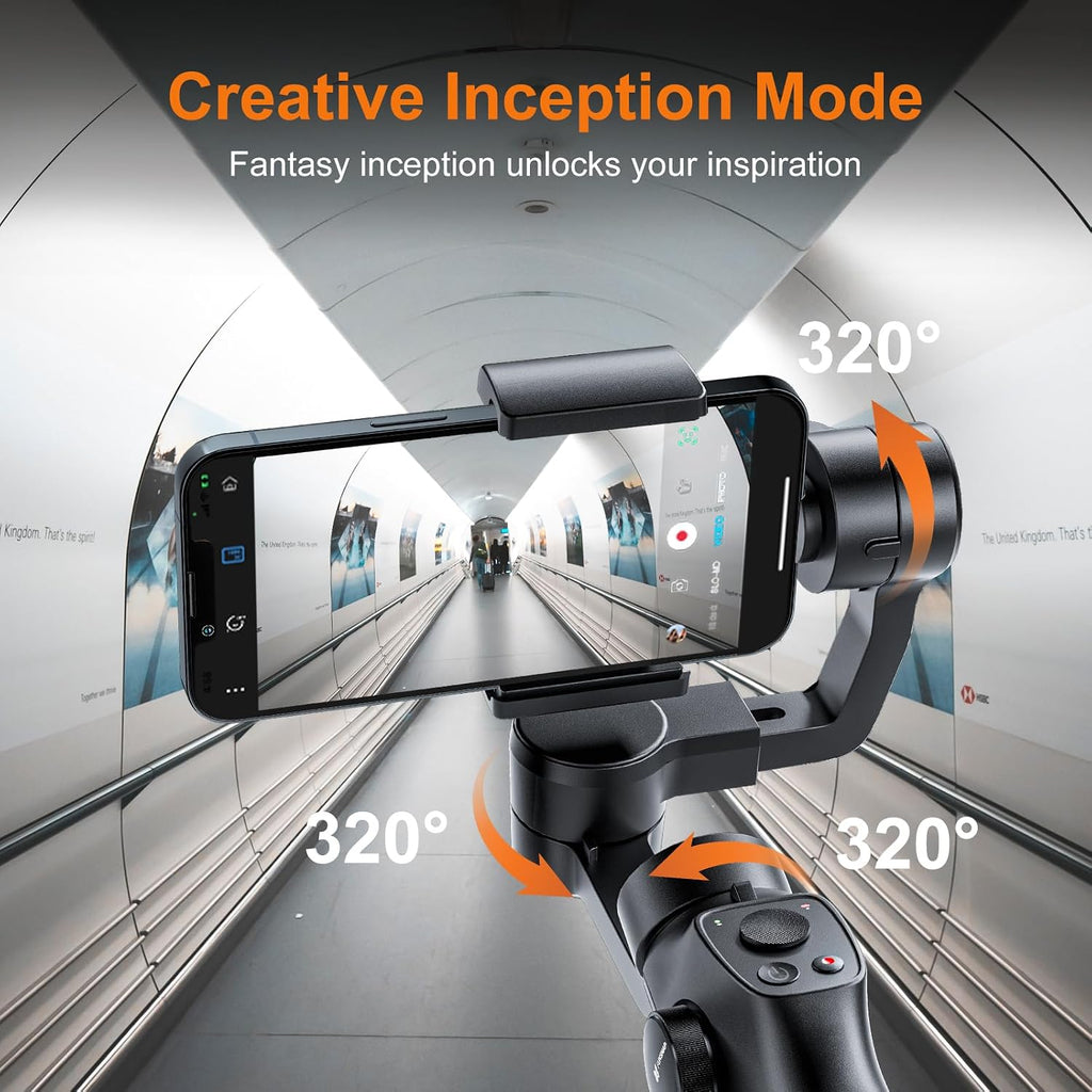 Gimbal Stabilizer for iPhone, Phone Gimbal w/Focus Wheel Face Tracking for 16 15 Pro Max Android 3-Axis Phone