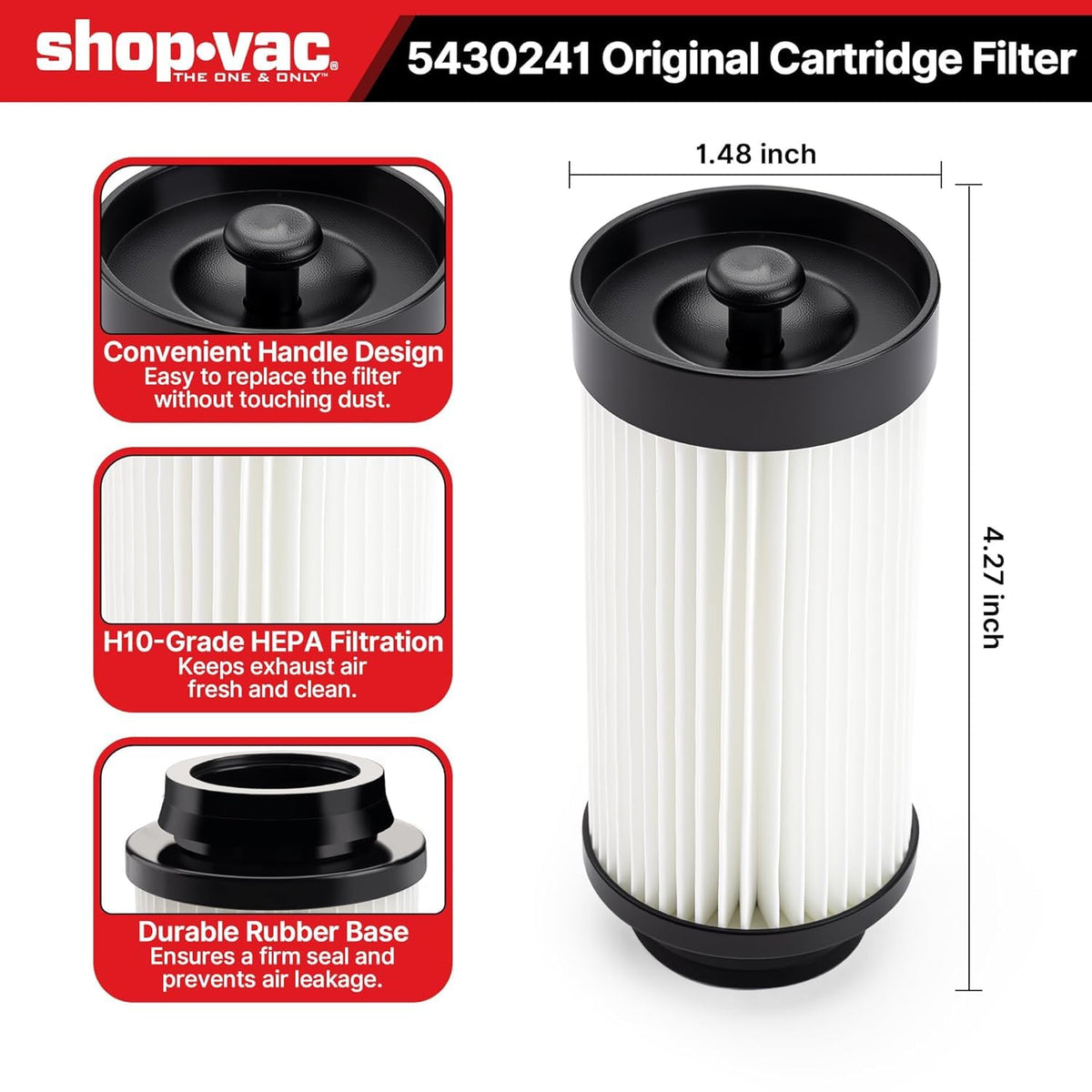 Shop-Vac Replacement Cartridge Filter, Compatible 5430235
