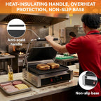 Commercial Panini Press Grill, Sandwich Maker, Adjustable Temperature