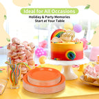 Orange Paper Plates - Disposable Plates for Party, 25-9" & 25-7"