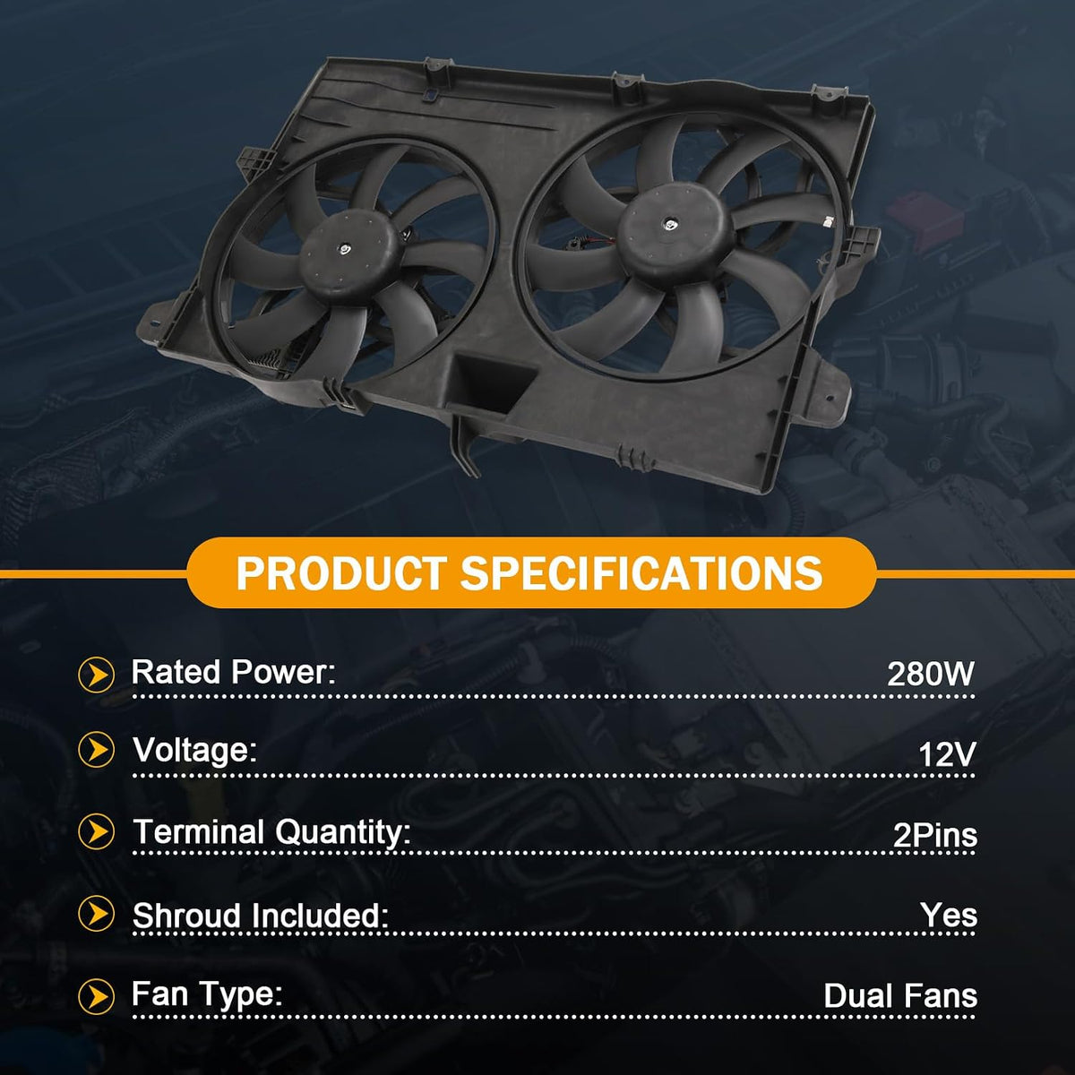 Dual Radiator Cooling Fan Assembly Compatible with 2007-2015 Ford Edge