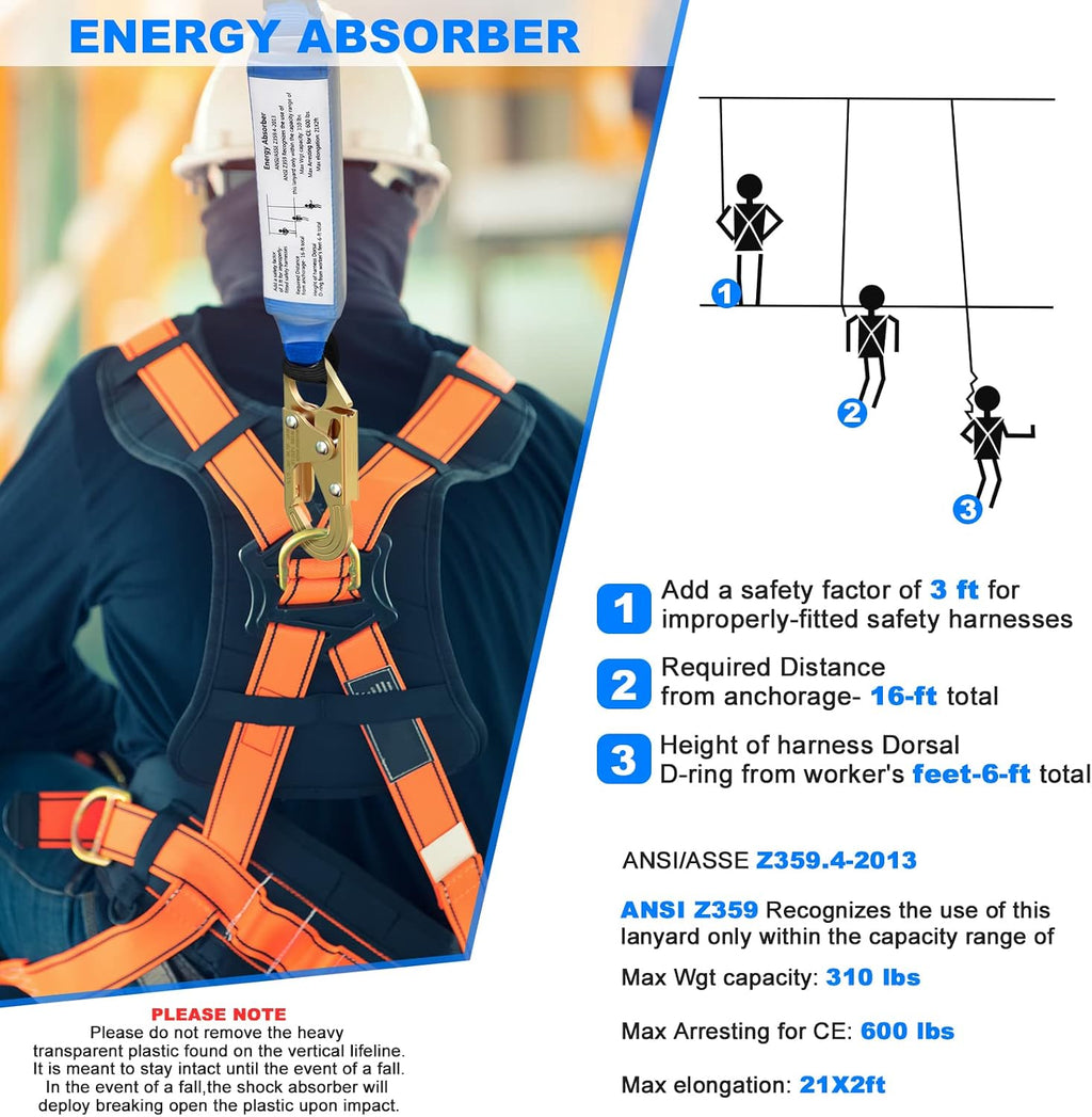 50FT Vertical Lifeline Assembly Fall Protection Rope