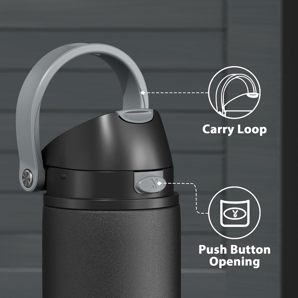 24 oz Insulated Water Bottle for Sports: Meoky Stainless Steel Water Bottle with 2-in-1 Straw and Spout Lid - Leak