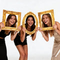 Large Gold Vintage Picture Frame Set of 3 - Cardboard Photo Booth Props for Weddings & Parties,Big Selfie Frame with