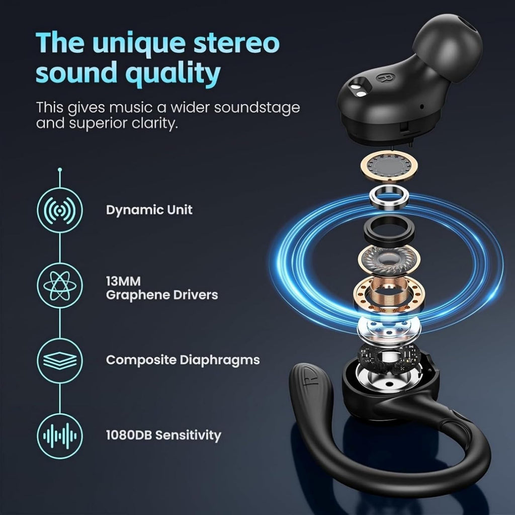 Wireless Earbuds Bluetooth 5.3 Headphones Stereo Ear Buds, ENC Noise Cancelling Mic,IPX7 Waterproof Earphones with
