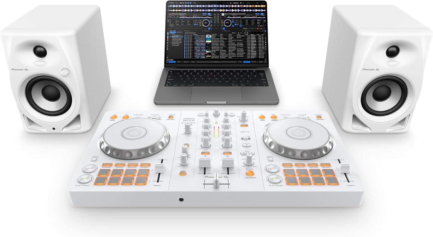 DDJ-FLX4 2-Channel DJ Controller, 16 Pads, White | For learners and improvers in white, 2-channel 2-deck controller
