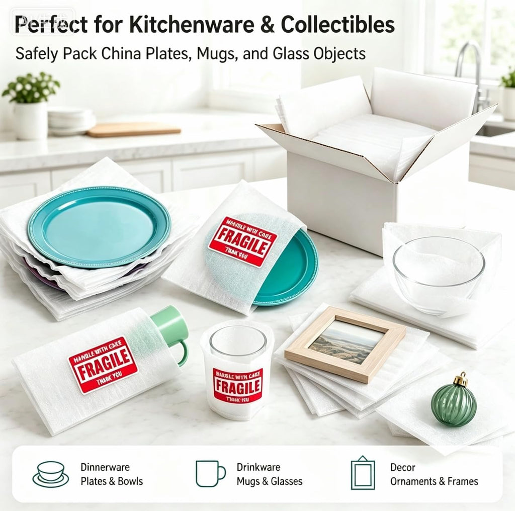 100 Thickened Foam Pouches Sheets, Moving Supplies, Dish Packing Supplies for Moving, Bubble Wrap Alternative