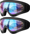 Ski Goggles, 2 Pack Snow Goggles Snowboard Goggles for Men Women Kids | UV Protection Foam Anti-Scratch Dustproof