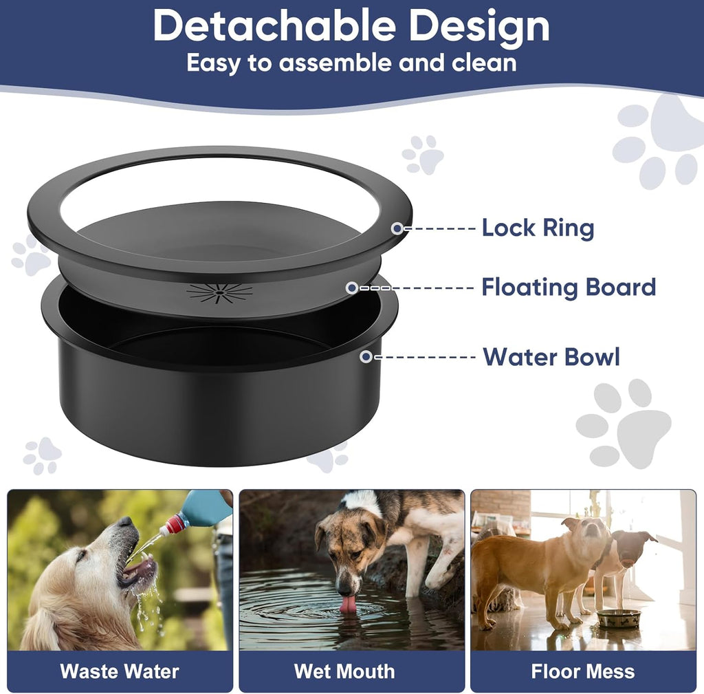 Slow Feeder Dog Bowl Stand - Elevated Dog Food and Water Bowl Set for Large Medium Sized, 5 Heights Adjustable