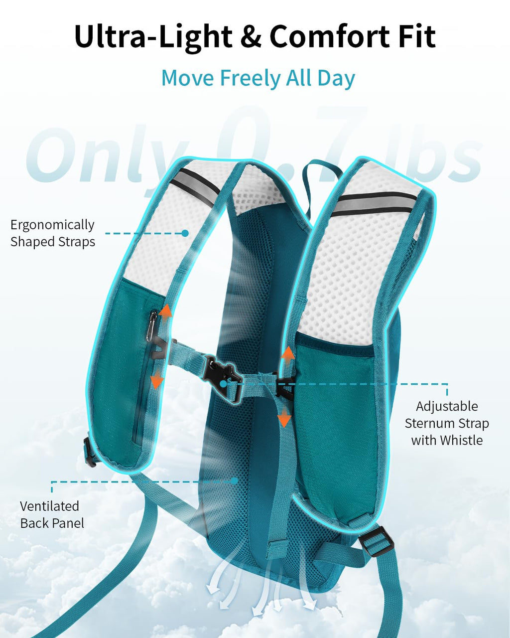 Hydration Backpack with 2L Water Bladder, Lightweight Running Pack