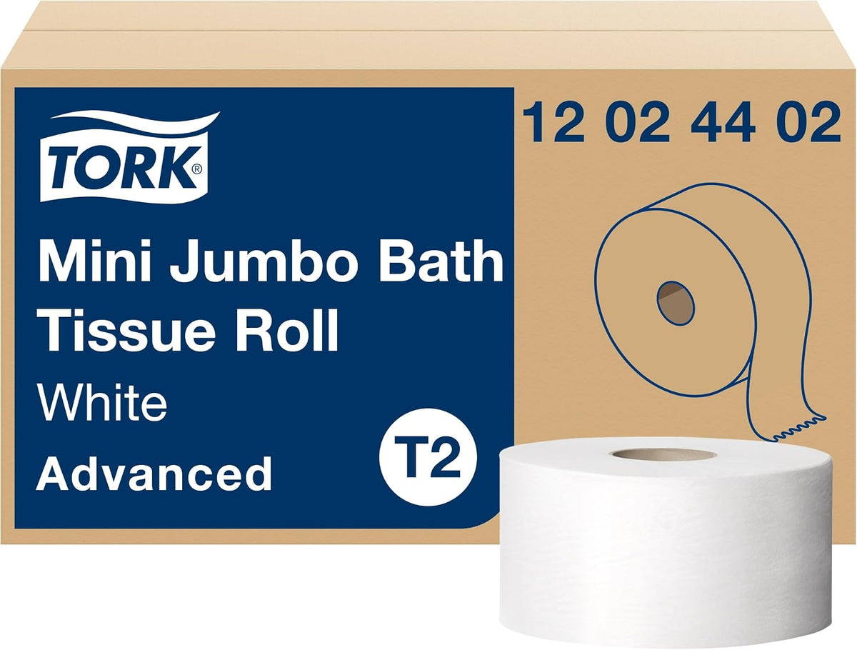 Mini Jumbo Toilet Paper Roll White T2, Advanced, 2-Ply, 12 x 751', 12024402