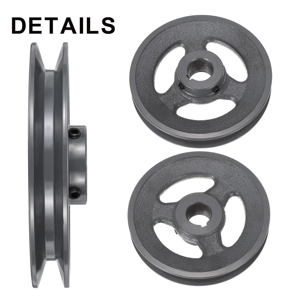 uxcell BK60-1 V-Belt Sheave 1"Bore 5.75"OD Single Groove Web Sheave Bored-to-Size Sheave, Cast Iron, Belt Section for 3L or B Belt