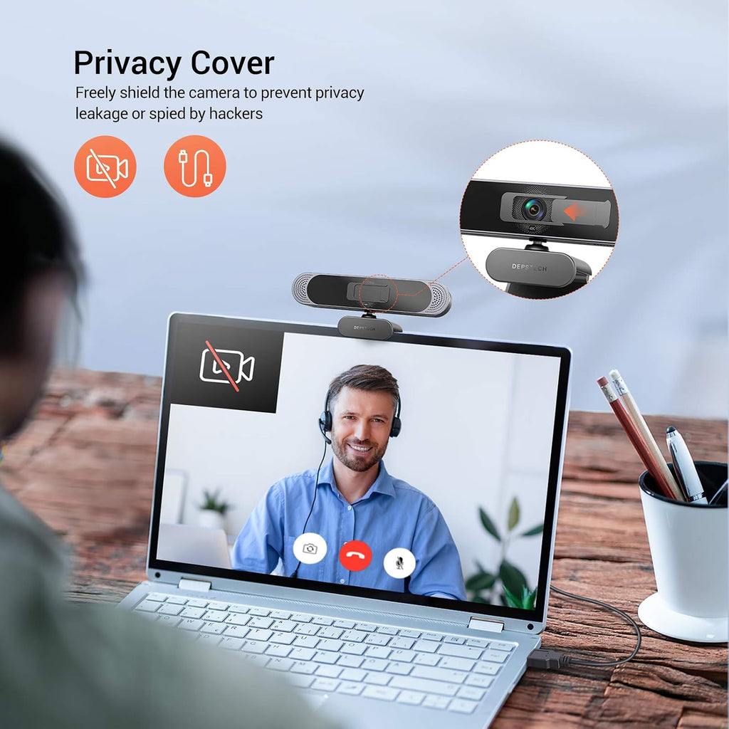 4K Webcam, DW49 HD 8MP Equipped with Sony Sensor Autofocus Webcam with Microphone, Privacy Cover, Plug Play USB