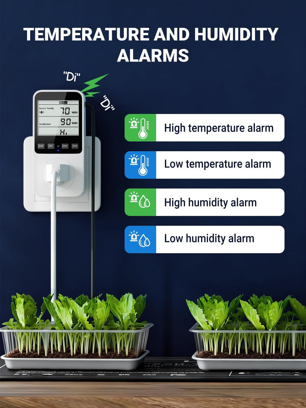 Temperature and Humidity Controller, Thermostat Controlled Outlet | Temperature Humidity Alarms for Humidifier, Plug
