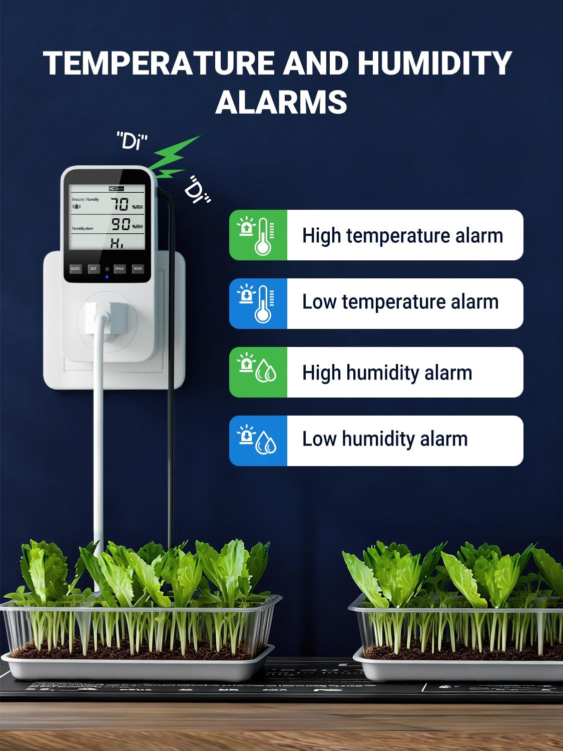 Temperature and Humidity Controller, Thermostat Controlled Outlet | Temperature Humidity Alarms for Humidifier, Plug