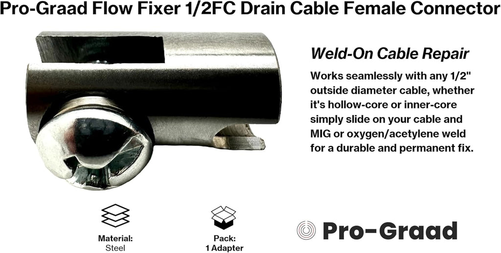 1/2FC Flow Fixer | 1/2” Drain Cable Repair End | Weld-On Female Slotted Connector Bit for Broken Drain Cleaning