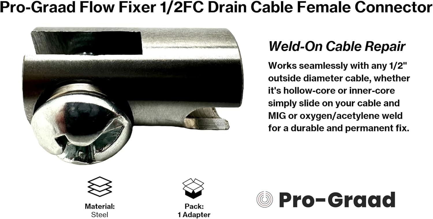 1/2FC Flow Fixer | 1/2” Drain Cable Repair End | Weld-On Female Slotted Connector Bit for Broken Drain Cleaning