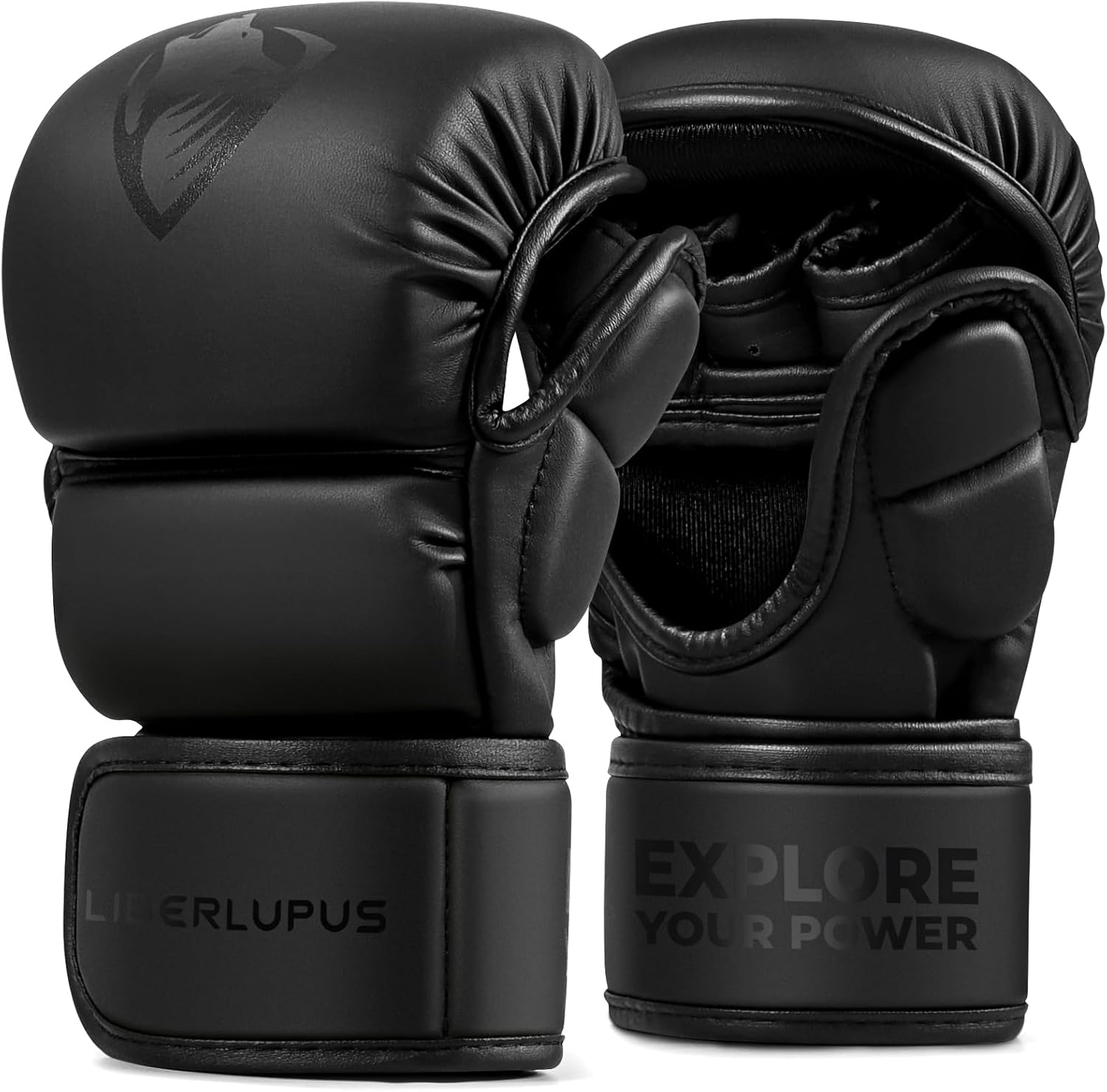 MMA Gloves for Men – Punching Bag Gloves for Men, Open Palm Training Gloves for MMA Sparring, Kickboxing, Muay Thai