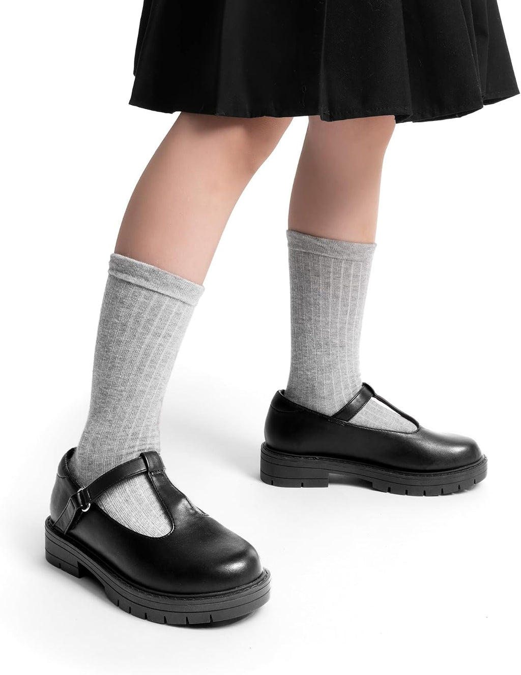 Girls Mary Jane School Uniform Shoes | Platform Flats Arch Support Girl Dress Shoes Chunky Dress Heel T-Strap