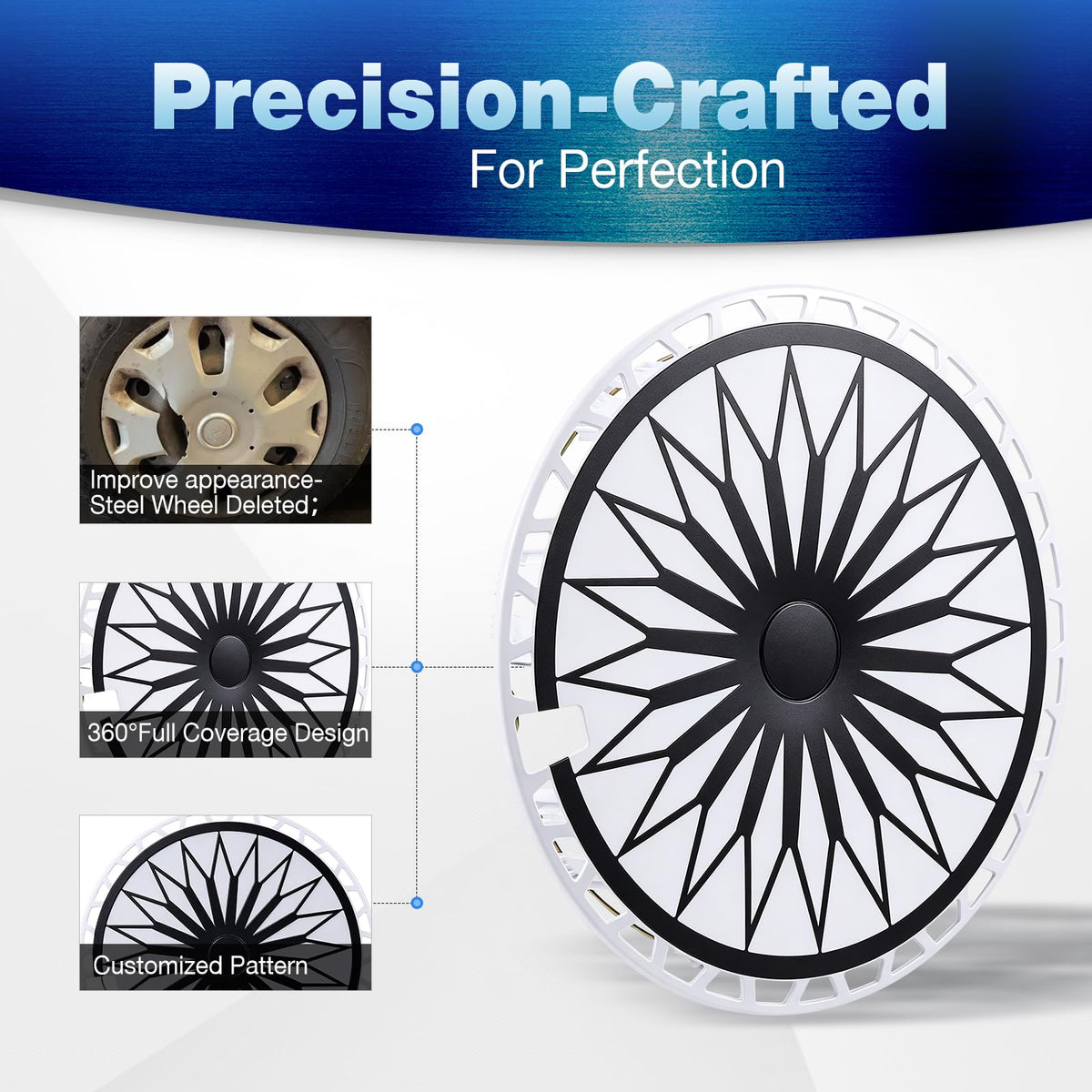 17-Inch UV Painted Universal Flat Hubcaps, Snap-On Design