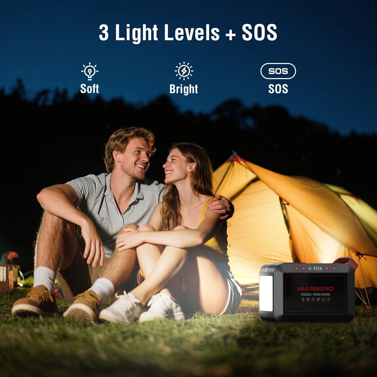 Portable Power Station 300W MARBERO 237Wh Camping Solar Generator Backup Lithium Battery with Pure Sine Wave 110V AC