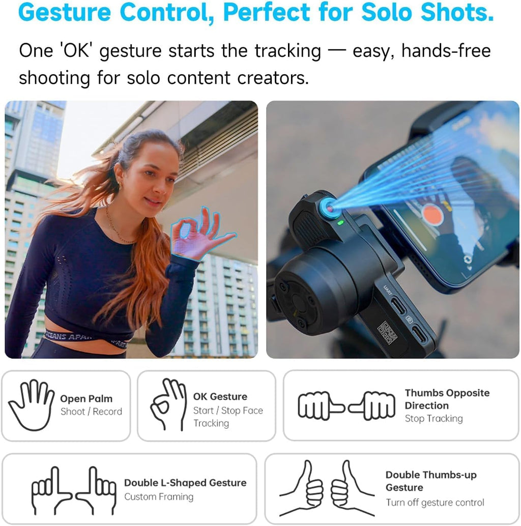 SCORP Mini 3 Combo All-in-One Camera Gimbal with AI Tracking | 3-Axis Stabilizer with vertical shooting, Bluetooth &