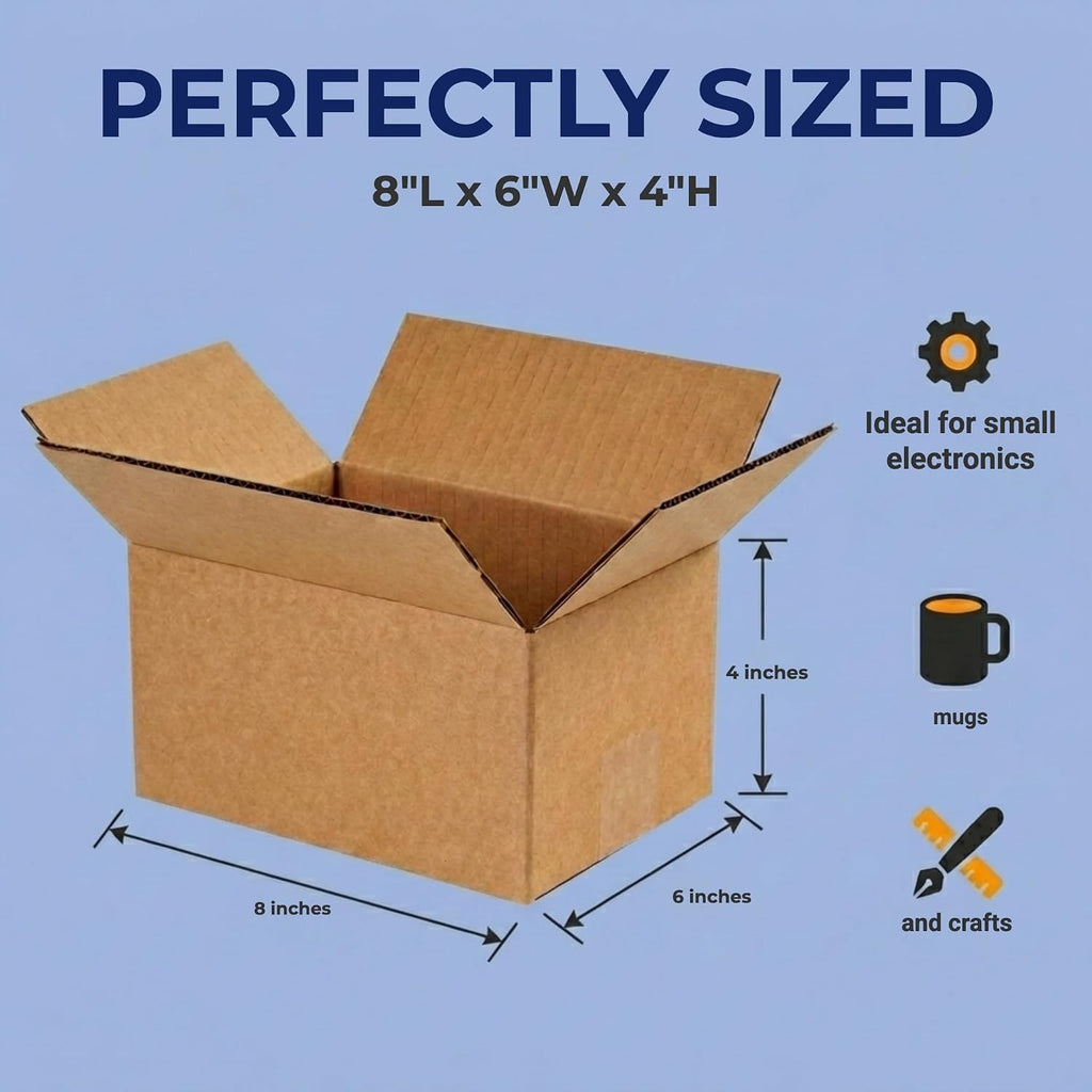 Small Shipping Boxes Holds 65lbs, 8x6x4 25-Pk for Shipping