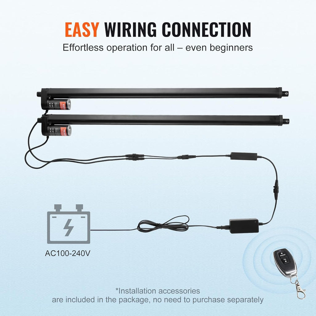 VEVOR 2PCS Linear Actuator Kit, 30 Inch High Speed 0.35"/s Linear Motion Actuator 110V, 220lbs/1000N Linear Actuator for TV/Table/Sofa Lifting, IP54 Protection - Wireless Remote Control Included