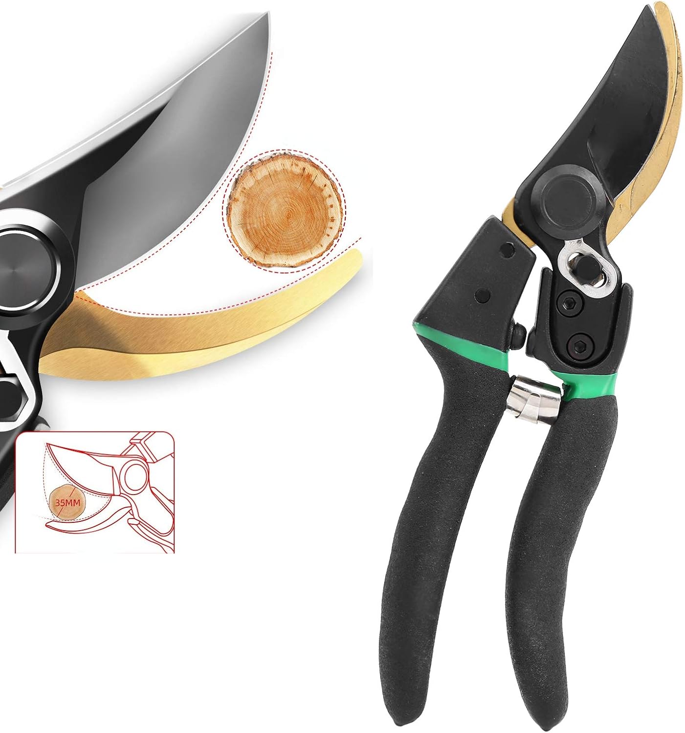 Professional Pruning Shears, High Carbon Steel Elastomer Handle Garden Scissors Plant Clippers Garden Tools