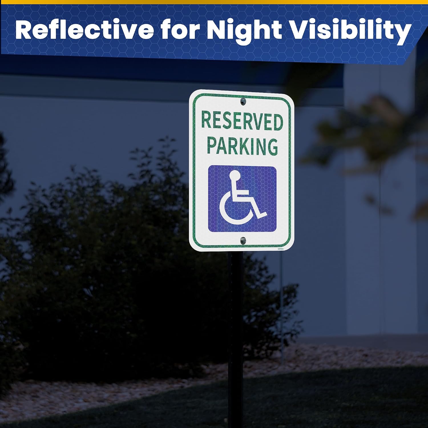 Handicap Parking Sign 12x18 inch Reserved Parking Sign 3M High Intensity Grade Reflective UV Protected & Weather