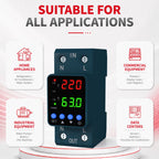 APIELE 110V/220V Voltage Protector, 1-63A Adjustable Smart Breaker（Blue