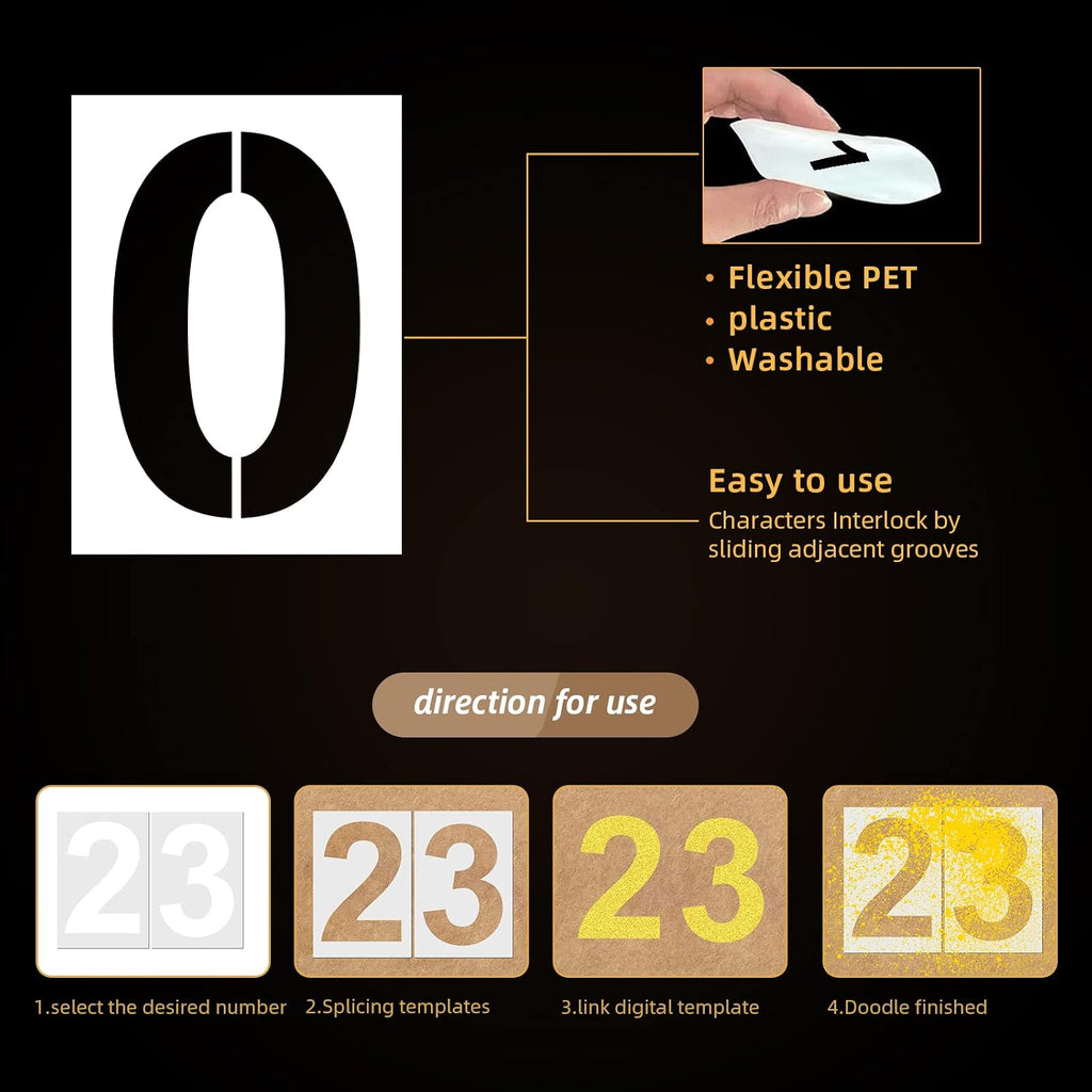 12 Inch Large Number Stencils Reusable Plastic Digital Templates for Cake Address Painting