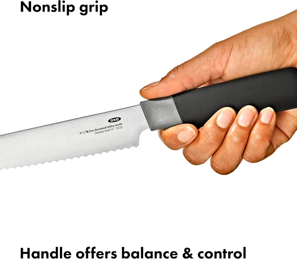 Good Grips 5 in Serrated Utility Knife with Locking Sheath