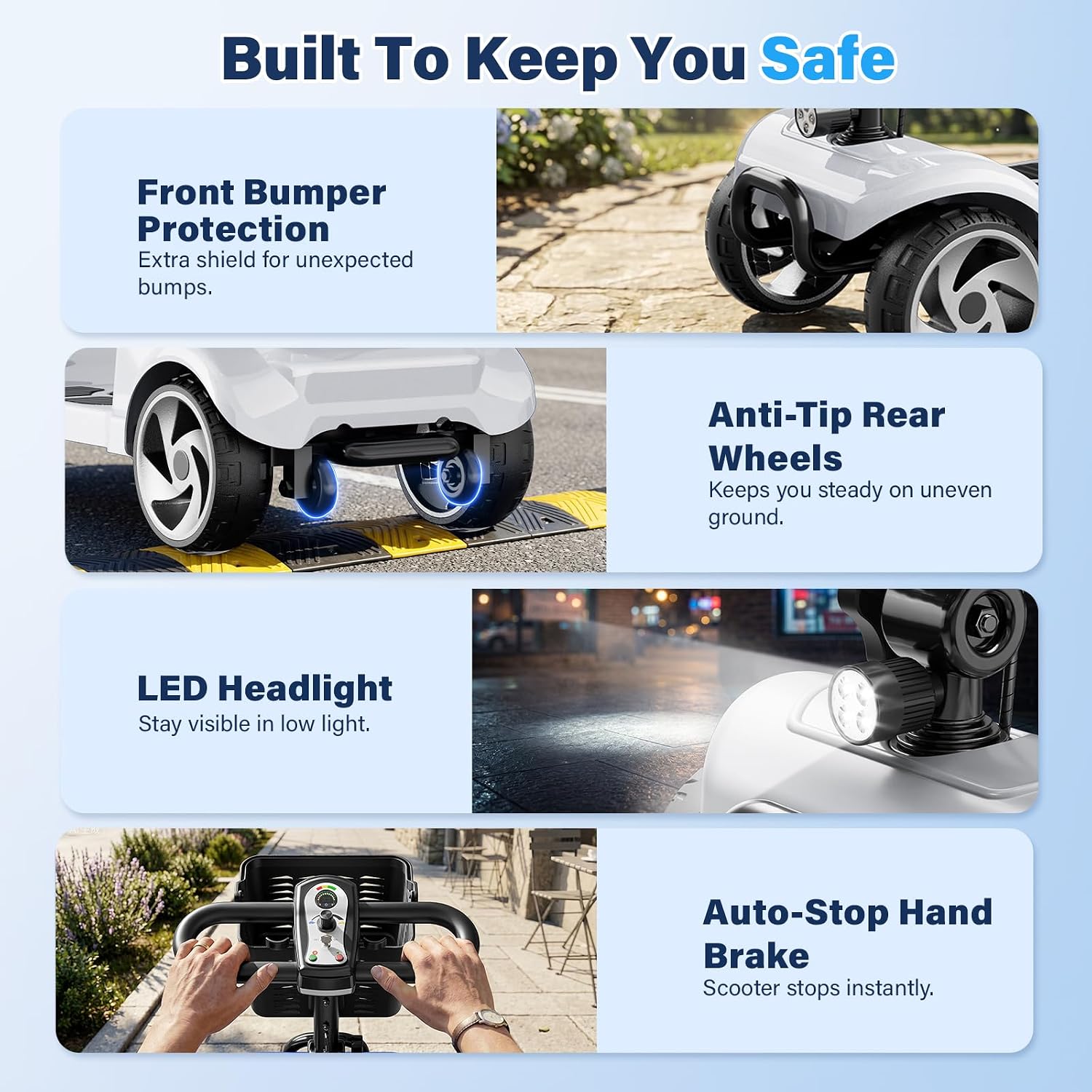 4 Wheel Mobility Scooters for Seniors& Adults, 20 Miles, 6.2 MPH