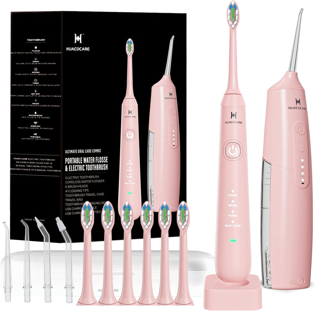 2-1 Oral Clean Kit- Water Dental flosser & Electric Toothbrush Combo- Brushing & Flossing- for Teeth Cleaning and Gum
