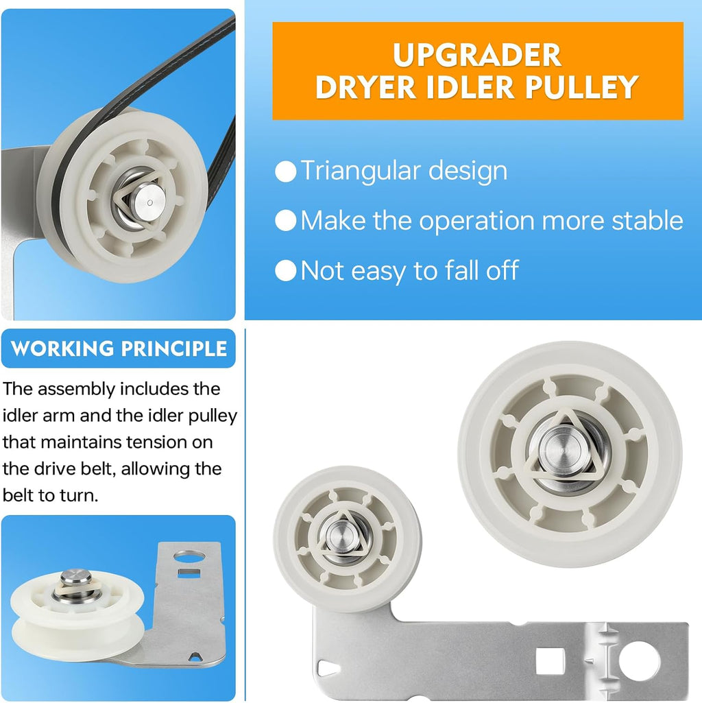 WED75HEFW1 WED5620HW0 WED7500GC0 WED7500GW0 Dryer Repair Kit Idler Pulley
