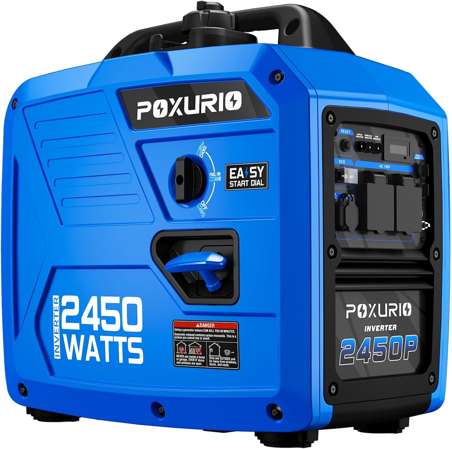 2450-Watt Portable Inverter Generator for Home Use, Super Quiet Small 120V Gas Generator for Camping, 1.6 Gallon Gas