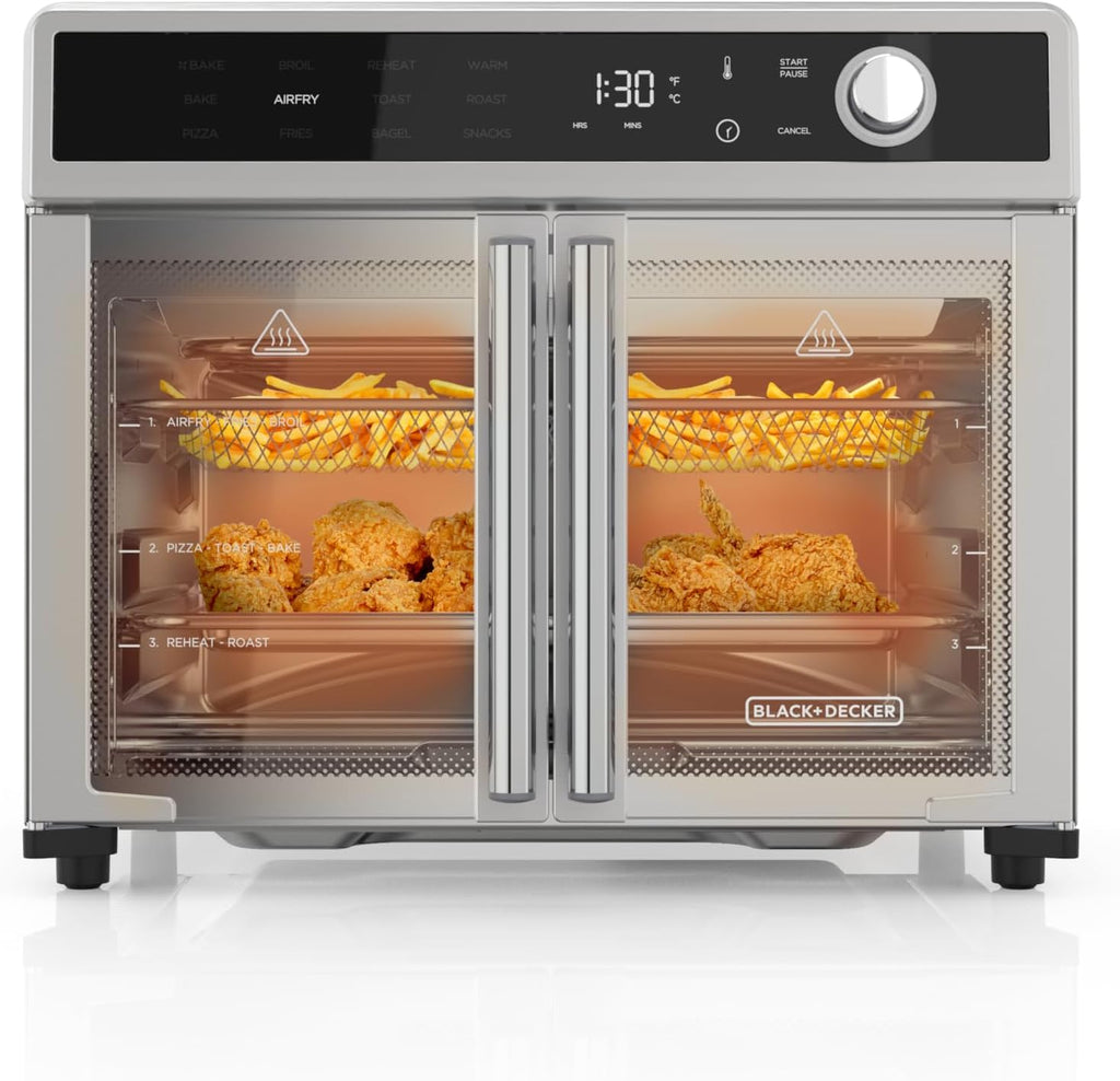BLACK+DECKER 12-in-1 Crisp 'N Bake Air Fryer Toaster Oven | 12-in-1 air fryer toaster oven fits a 12-inch pizza with