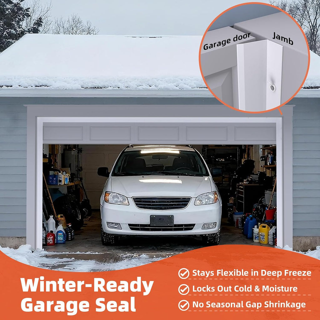 Garage Door Seal Top and Sides with Nails, 40 FT, White