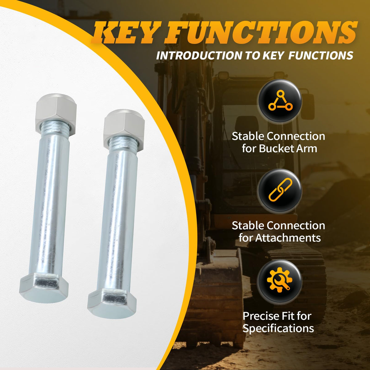 Jecoupoon 2 Pcs 25mm Mini Excavator Pins Compatible with Small Excavator