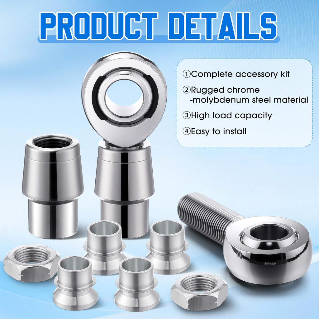 8 Pcs 3/4 Heim Joints Rod End Kit Right and Left Thread 0.75 Chromoly