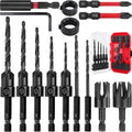 15 Pcs Wood Countersink Drill Bit Set with Depth Stop Storage Case