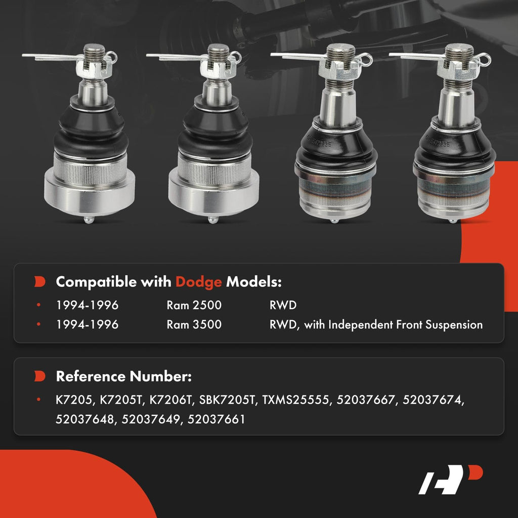 A-Premium Set of 4, Front Upper & Lower Ball Joints Kit - Forge Steel