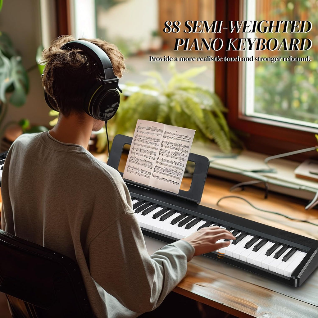 Foldable Piano Keyboard 88 Key Electronic Keyboard Piano (Black) | Full Equipment for Beginners with A Portable Bag