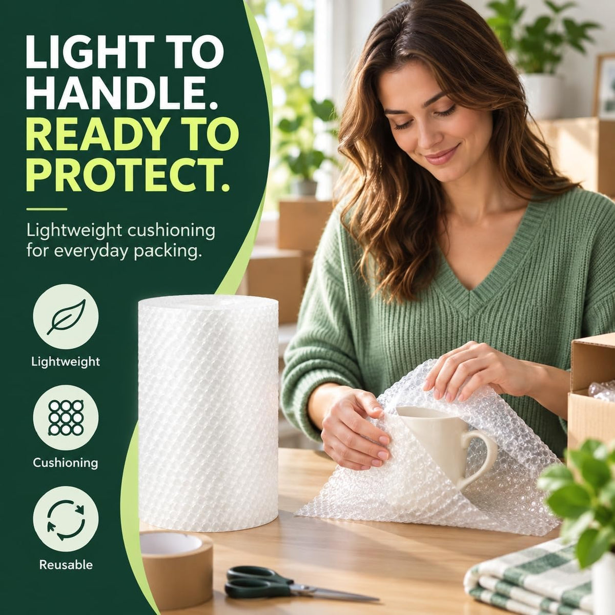 Rolls 16"x394" Nylon Bubble Cushioning Wrap, Lightweight, Fragile Packing
