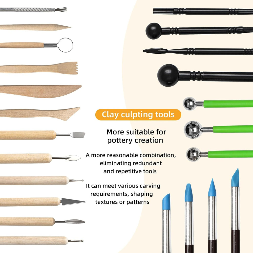 29 PCS Clay Tool, Clay Sculpting Tools Kit, Pottery Tools Can be Used for Stippling, Carving, Molding, and Shaping