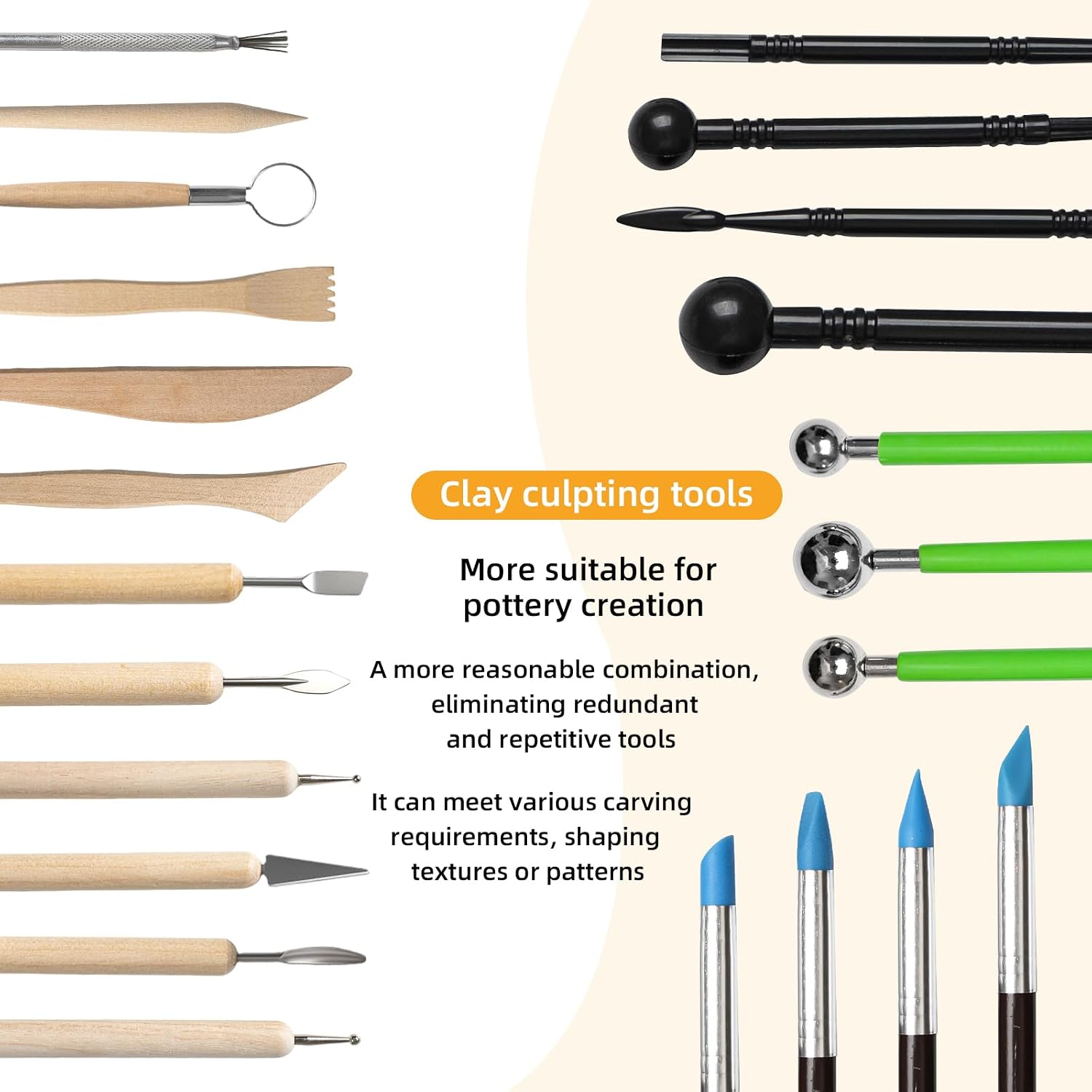 29 PCS Clay Tool, Clay Sculpting Tools Kit, Pottery Tools Can be Used for Stippling, Carving, Molding, and Shaping