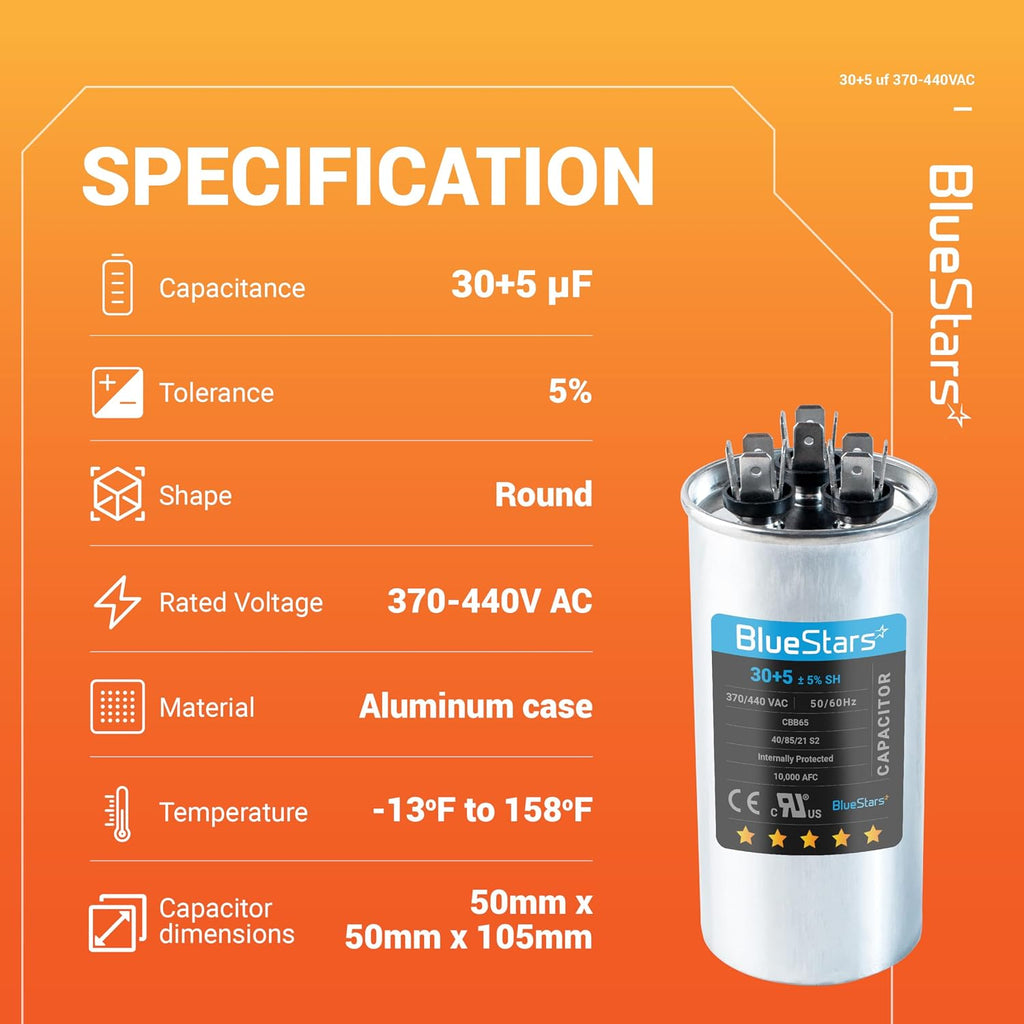 [Upgraded] BlueStars 30+5 uf/MFD 370-440 Capacitor