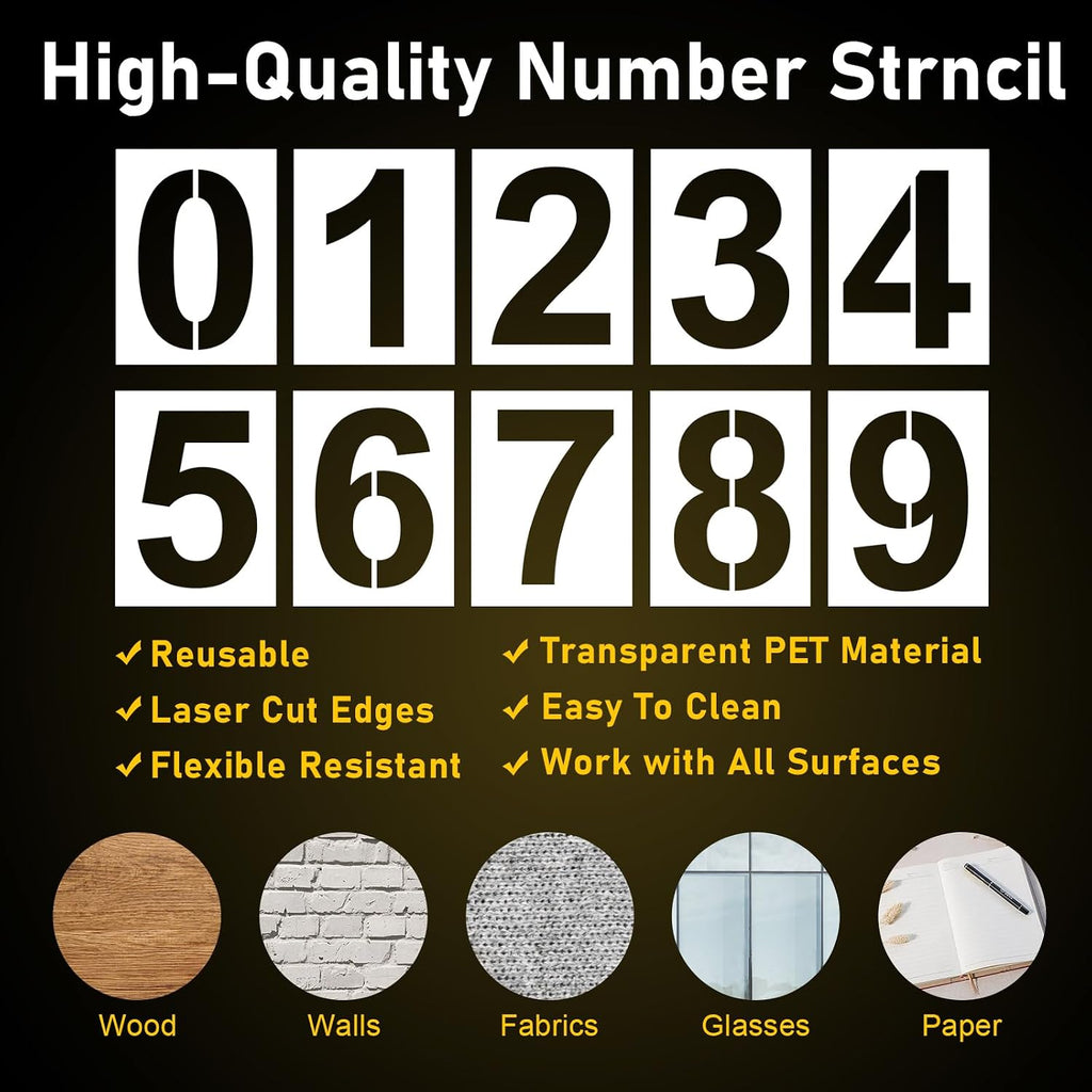 18 Inch Large Number Stencils Set Reusable Plastic Number Digital Stencils for Cake Address Painting Templates