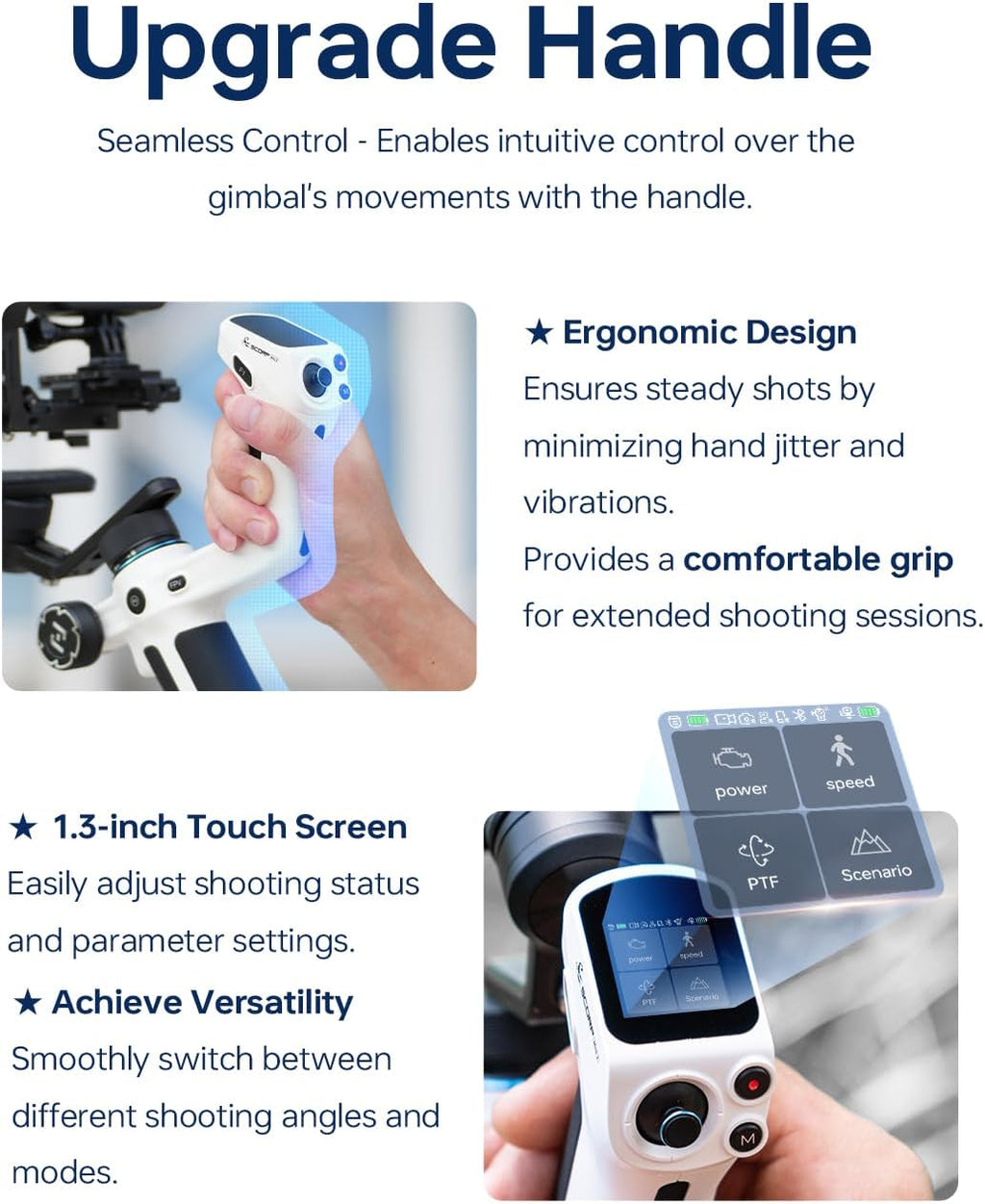 SCORP Mini 2 Combo Camera Gimbal with Built-in AI Tracking | All-in-one 3-axis gimbal with gesture control